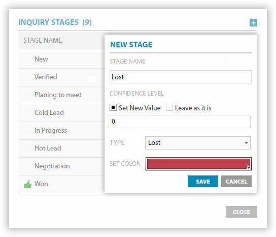 Sales stage customization