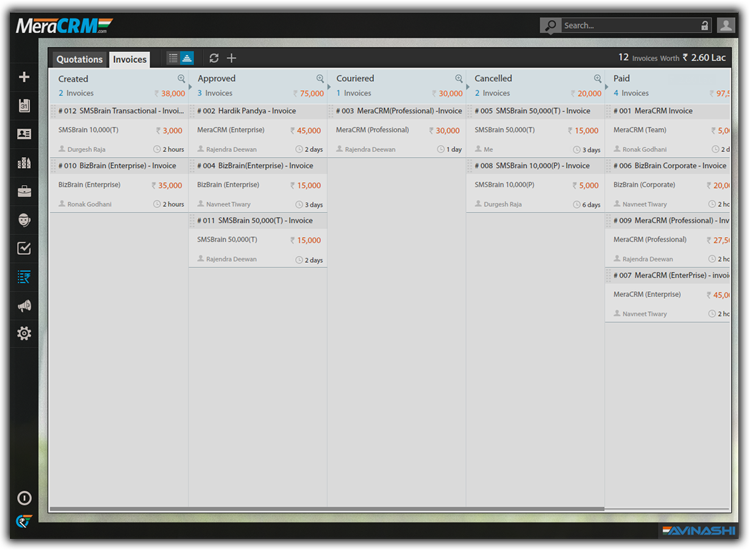 Invoice and Quotation management to view and manage all the Quotation and Invoice in different stages